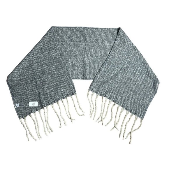 Gray and Cream Winter Scarf With Fringe Design Unisex Men's Women's New Tag - Picture 1 of 8